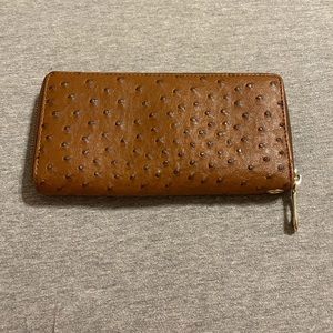 Ladies simulated ostrich zip around wallet